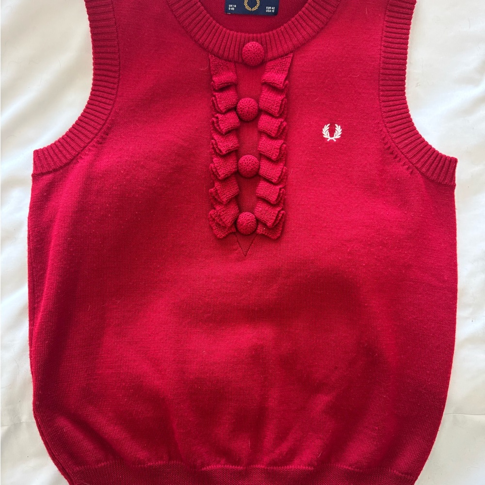 Fred Perry Red Wool Sweater Vest
